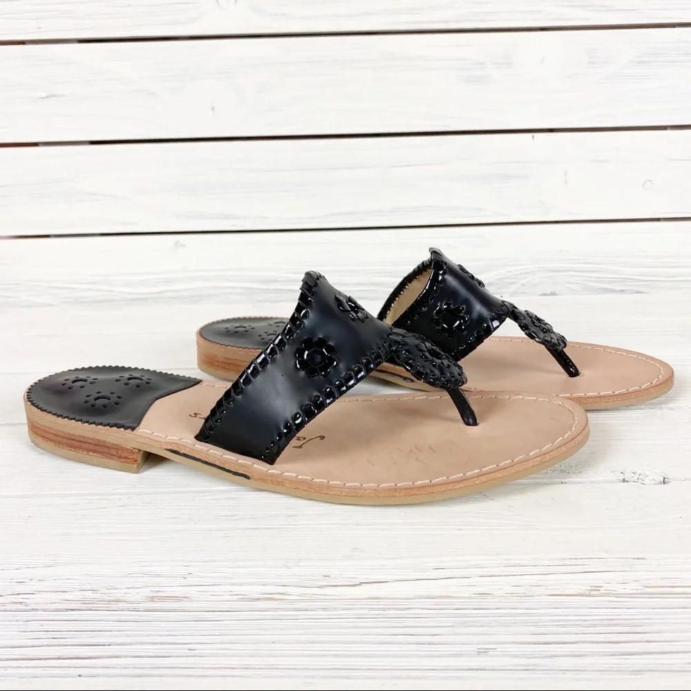 NEW Jack Rogers Hamptons Black Flat Sandals 10.5 - Picture 10 of 11